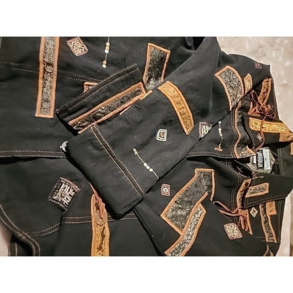 YAK MAGIK Nepal Mixed Materil Denim Jacket Sz‎ L one of a kind - Picture 6 of 6